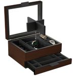 CASE ELEGANCE 8 Slot Watch Box Case Organizer for Men, Cherry Wood Walnut Finish, Watch Display Case, Modular Valet Tray, Apple Watch Compatible with Apple Watch Stand- Brown