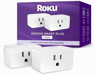 Roku Smart Home Indoor Smart Plug, 2-Pack - WiFi Smart Plugs Works with Alexa & Google Assistant, No Hub Required - Custom Scheduling Timer & Multi-Outlet Sync - Easy-to-Setup Smart Home Products