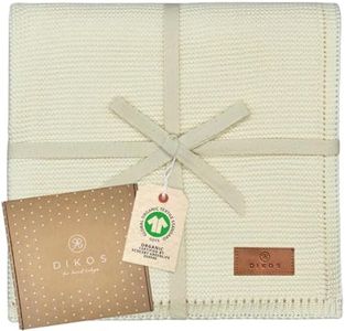 DIKOS Manta Bebé Crema 100% algodón orgánico Gots | Mantita Bebé Recién Nacido | Manta de Punto Bebe para Niño y Niña | Accesorios para Bebes | Arrullo Bebe Recien Nacido Regalos Bebe Canastilla Bebé
