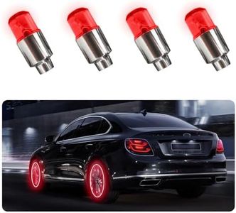 Gasedin 4 PCS LED Tire Valve Stem Cap Lights, Cool Light & Shock Sensor Night Flash Light for Tire Decor, Waterproof Motion Tire Spoke Light for Most Vehicle, Car Accessories (Red)