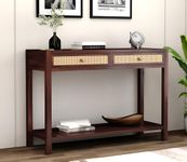 Panchveni Sheesham Wood Console Table with 2 Drawer and Bottom Shelf Storage Wooden Hallway Furniture for Living Room and Home (Walnut Finish)