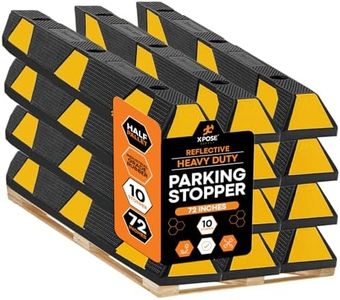 Xpose Safety 72" Heavy Duty Rubber Parking Stopper (10 Pack) – Wheel Stops, Parking Lot Bumpers & Rubber Parking Curb for Garage, Driveway or Ramp – Car Bumper Stops with Yellow Reflective Strips
