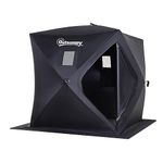 Outsunny 2 Person Ice Fishing Shelter, Pop-Up Portable Ice Fishing Tent with Windows, Carry Bag and Anchors, Black