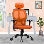 beAAtho® Leo Mesh High Back Office Chair with 3 Year Warranty/Study Chair/Computer Chair/Revolving Chair/Desk Chair for Work from Home | Heavy Duty Metal Base | Height Adjustable | (Orange)