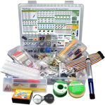 2300PCS XXXXL Complete Set DIY Electronics Component Assortment Box Kit,IC,Solder,Solder Sucker,PCB,Breadboard,Jumper Wire,Magnifying Glass,Resistors,Capacitors,LED,Triode,Potentiometer,Speakers