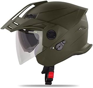 Steelbird Sbh-23 Gt Plus Open Face Isi Certified Motorcycling Helmet With Inner Sun Shield (Medium 580 Mm, Dashing Battle Green)