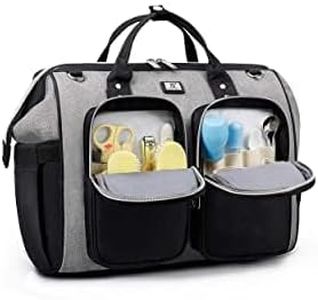 Pomelo Best Multifunctional Diaper Bag Totes with Changing Pad & Stroller Straps, Large Portable Newborn Baby Bags, Unisex and Stylish Travel Diaper Backpacks for Mom and Dad, Black Grey