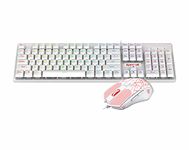 Redragon S107 Gaming Keyboard and Mouse Combo Wired Mechanical Feel RGB LED Backlit Keyboard 3200 DPI Gaming Mouse for Windows PC (White)