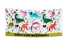 Todd Linens Kid’s Beach Towel Plush, Ultra Soft, Super Absorbent Cotton | Large 75 x 150 CM Cotton | Bright, Colourful, Outdoor Use | Boys and Girls (Dino Roar)