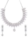 Karatcart Silver American Diamond Studed Choker Necklace Set