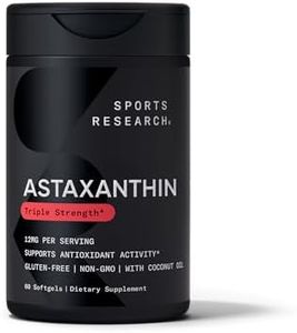 Sports Research Triple Strength Astaxanthin 12mg with Organic Coconut Oil - Antioxidant Supplement, Non-GMO Verified & Gluten Free - 60 Softgels