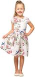 Dresses for Girls Kids Vintage Style Peter Pan Collar Dresses 5 Sizes Age 5-6 Years [Floral-White]