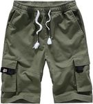 XinYangNi Men's Cargo Shorts Elastic Waist Relaxed Fit Cotton Casual Outdoor Lightweight Work Shorts Multi-Pockets