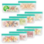 Reusable Freezer Bags, Extra-thick Leakproof Gallon Vegetable Snack Sandwich Bags, BPA Free Silicone Bags for Food Storage,Travel, Home Organization(10 Pack - 10 Small)