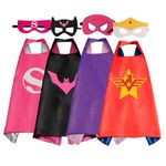 Mizzuco Superhero Capes for Kids,Superhero Costume Boys Grils Halloween Supplies for 3-10 Years Old (RED+purple+black 4p)