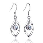 925 Sterling Silver Earrings Handmade Diamond Earrings,Linear Drop Statement Earrings for Women Girls (Revolving shape)