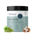 Miduty by Palak Notes Matcha Tea - Detoxifying Drink, Fat Burner - Energy Booster, Weight Management - Promote Anti Aging & Gut Health, MCT Fat - L-Theanine With Coconut Milk - Vanilla flavour - 260g