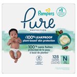 Pampers Pure Protection Diapers Newborn - Size 0, 128 Count, Hypoallergenic Unscented Disposable Baby Diapers