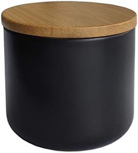 Mozacona Ceramic Pure Color Sugar Bowl Spice Jar Storage Pot with Wooden Lid