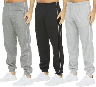 DARESAY Mens 3 Pack Dry Fit Fleece Athletic Workout Jogger Sweatpants for Men with Pockets and Drawstring Size S-3XL
