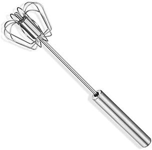 Egg Whisk, 12 Inch Semi-Automatic Egg Beater Stainless Steel Hand Mixers for Blending, Whisking, Beating, Premium Kitchen Utensil