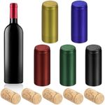 Mardatt 130Pcs PVC Heat Shrink Capsules and Straight Wine Corks, 5 Colors Seals Natural Straight Corks Wine Bottle Cork Stoppers for Wine Bottles Ornament Making Arts