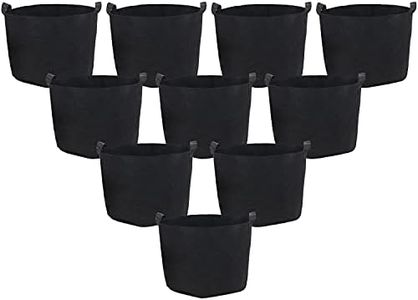 Sunnydaze 10-Pack of 10-Gallon Garden Grow Bags for Vegetables - Black 300 GSM Non-Woven Polypropylene Felt Fabric Flower Pots and Planters with Handles - Gardening Containers