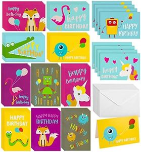 Best Paper Greetings 48 Pack Kids Birthday Cards Bulk with Envelopes - Childrens Birthday Cards Assortment (12 Designs, 4x6 In)