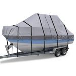 Zenicham 900D T Top Boat Cover - Heavy Duty Boat Cover, Waterproof T Top Hard Top Boat Cover, Trailerable Center Console Boat Cover, (Model - Length:18'-20', Beam Width: up to 102", Gray)