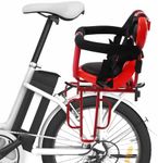 LiaoDaza Rear Child Bike Seat Portable Baby Safety Rear Seat with Soft Cushion, Back-Mounted Child Bike Seat with Foot Pedal, Protective Padded Saddle Belt with Installation Tools (Red)