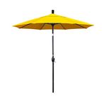 California Umbrella 7.5' Round Aluminum Market Umbrella, Crank Lift, Push Button Tilt, Black Pole, Sunbrella Sunflower Yellow