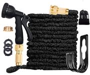 Expandable Garden Hose Pipe 3 Times Expanding 100FT Lightweight with 8 Function Spray Gun Flexible Magic Water Hose Brass Fittings Anti-Leakage for Garden Home Outdoor Easy Storage (Black)