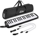 Eastar 37 Keys Melodica Instrument, Soprano Melodica Air Piano Keyboard Pianica with 2 Soft Long Tubes, Short Mouthpieces, Carrying Bag, Black