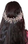 Samyak Crystal Pearl Hair Tiara Vine Hair Headband Headdress Hair Jewellery For Women | Hair Pin | Bun | Hair Accessory For Bridal Wedding Bridesmaid, Pink, Pack of 1