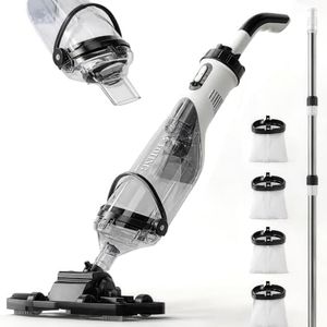 FOTING Cordless Pool Vacuum for Above Ground Pool 19.5 GPM, All-Angle Head&LED Display,Handheld Rechargeable Spa Vacuum Cleaner for Inground Pools for Hot Tub, Debris,Shallow Steps