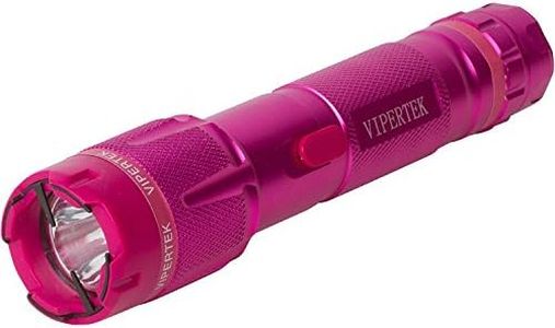 VIPERTEK VTS-T03 Aluminum Stun Gun for Self Defense Rechargeable with LED Flashlight, Pink