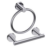 FORIOUS Toilet Paper Holder Towel Ring, Double Pivoting Toilet Paper Holder, SUS304 Stainless Steel Bathroom Hardware Set for Bathroom, RV, Wall Mounted, 2 Pieces, Chrome