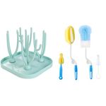 Syga Foldable Baby Bottle Drying Racks Feeding Cup Nipple Storage Shelf Stand Holder Baby Milk Bottle Nipple Straw Brush Sponge Nylon Cleaning Brush Cleaner Bottle Tong Set (4 Pcs)