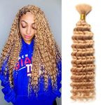 Human Braiding Hair 1 Bundle 50g 14 Inch Deep Water Wave Bulk Human Hair for Braiding No Weft 10A Brazilian Virgin Curly Human Hair Extensions for Boho Braids Wet and Wavy Human Hair Braiding Hair