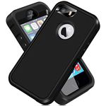 ACAGET for iPhone SE 2016 Heavy Duty Protective Armor Shock-Absorbing Dual Layer Rubber TPU + PC Cover Non-Slip Bumper Phone Cases for iPhone 5S/5 Black