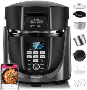 Nuwave Duet Air Fryer, Electric Pressure Cooker & Grill Combo, 540 IN 1 Multicooker with 2 Removable Lids, Slow Cook, Sears, Sautés, 18/10 SS Pot, Sure-Lock Safety Tech & 9 Deluxe Accessories