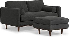 SIMPLIHOME Morrison Mid-Century Modern 72 Inch Wide Sofa Set in Charcoal Grey Woven-Blend Fabric, For the Living Room and Family Room