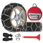 Auto-Fixing Snow Chains, 30s Min Quick Fit Easy Installation Tire-Chains, Portable Reusable High Carbon Steel Anti Slip Tire Chain for Passenger Car, Pickup Trucks and SUV - Set of 2
