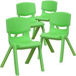 Flash Furniture 4 Pack Green Plastic Stackable School Chair with 12'' Seat Height