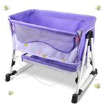 ANIVIA Doll Bed Furniture 2 Function Toy, Doll Bed and Doll Swings Together for 18 inches Baby Dolls, Baby Doll Crib with Bottom (DP601PURPLE)