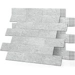 DEWOO Peel and Stick Backsplash Stone Wall Tiles for Kitchen Grey Slate,20-Sheet (13.5" x 11.4")