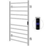 Tangkula Towel Warmer, Home Bathroom 10 Bar Stainless Steel Space Saving Plug-in Wall Mounted Cloth Towel Heated Drying Rack (20" W x 31.5" H)