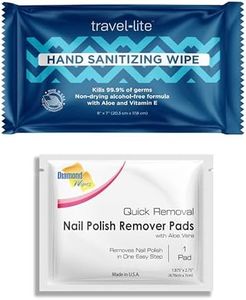 Travel Lite Alcohol-Free Hand Sanitizing Wipes Diamond Wipes Nail Polish Remover Pads are the perfect combination for clean and fresh hands.