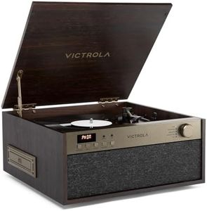 Victrola Century Essential - 5-in-1 Vinyl Record Player & Music Center – 3-Speed Turntable, CD Player, VINYLSTREAM, Bluetooth & 3.5mm Aux, Record Player with Speakers, Mid Century Design (Espresso)