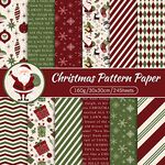 Whaline 24 Pack Christmas Pattern Paper 30x30cm Red Green Textured Scrapbook Paper Double-Sided Xmas Craft Paper Folded Flat for DIY Background Card Making Scrapbook Photo Album Decor, 12 Designs